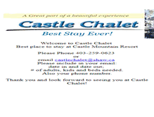 Tablet Screenshot of castlechalet.com